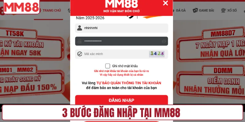 3 bước đăng nhập tại MM88