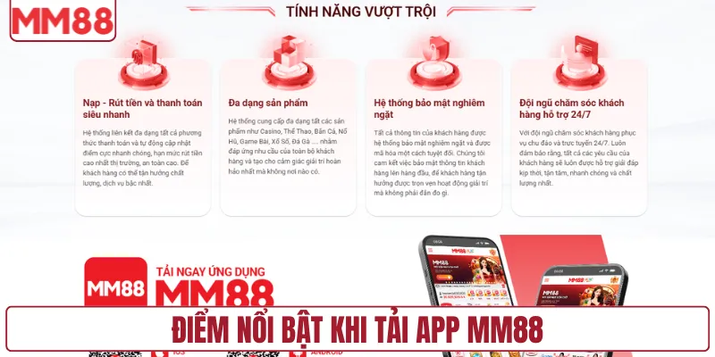 Điểm nổi bật khi tải app MM88